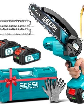 SEESII Mini Motosega a Batteria 8000mAh, 900W 6 Po