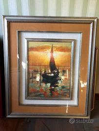 Quadro tramonto a Chioggia olio su tela