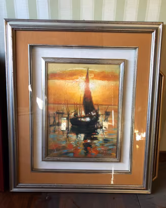Quadro tramonto a Chioggia olio su tela
