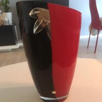 vaso vetro rosso nero Piere Cardin