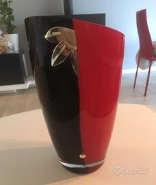vaso vetro rosso nero Piere Cardin
