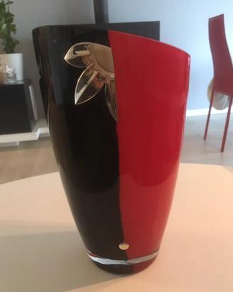 vaso vetro rosso nero Piere Cardin
