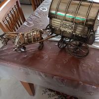 Carrozza con cavallo in ottone