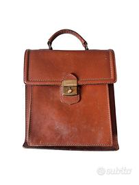 Borsa Valigetta Pelle Marrone Vintage Anni 80