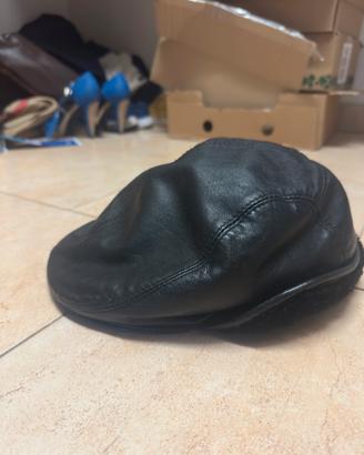 Cappello Gatsby in vera pelle e pelliccia