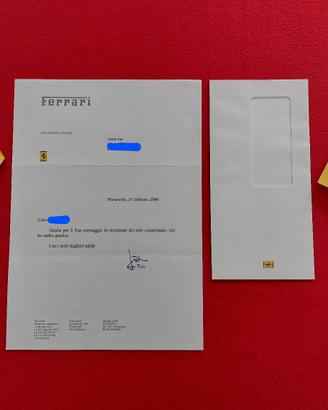 Ferrari Jean Todt Lettera Firma Autografa 2008