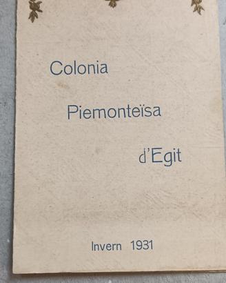 Menù Colonia d'Egitto 1931