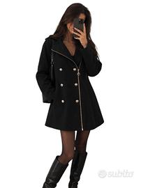 Cappotto donna nero elegante doppio petto