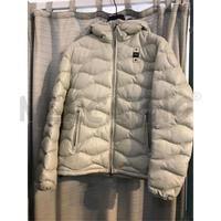 PIUMINO UOMO BLAUER IN PELLE BIANCO GHIACCIO CAPPU