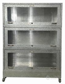 Armadio industriale modulare zincato vintage ruote