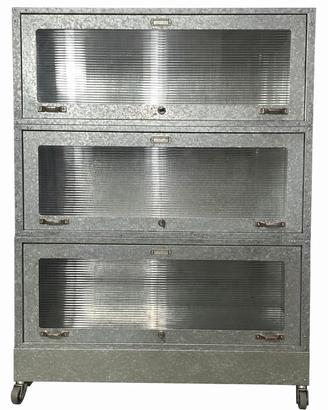 Armadio industriale modulare zincato vintage ruote