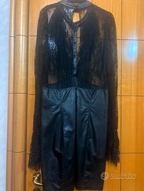 Abito in pizzo ed ecopelle Anyie by 44