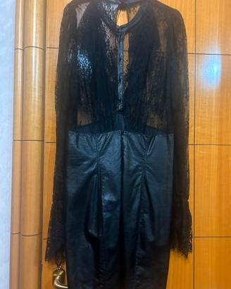 Abito in pizzo ed ecopelle Anyie by 44