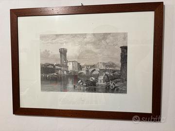 Quadro stampa Pisa con cornice in legno