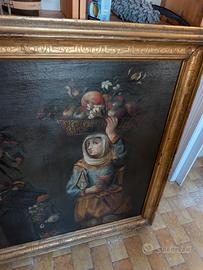 dipinto antico olio su tela epoca barocca 