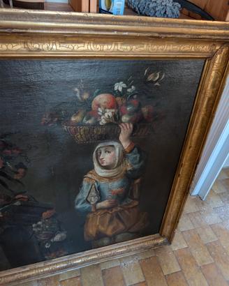 dipinto antico olio su tela epoca barocca 