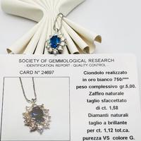 collana oro 18kt con brillanti 1.12 e zaffiro 1.58