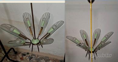 Lampadario stile fontana Arte anni '50 a 6 luci