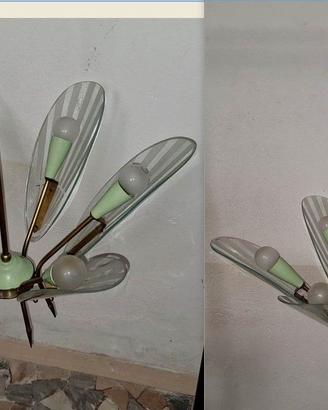 Lampadario stile fontana Arte anni '50 a 6 luci