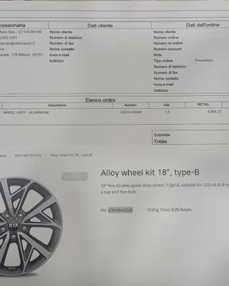 cerchione in lega nuovo R18