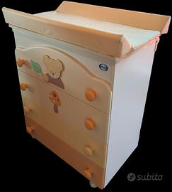 Cassettiera Fasciatoio con Vaschetta e Materassino