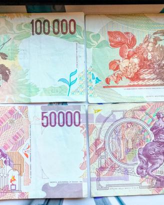 **Banconote 100000 50000 lire Caravaggio, Bernini