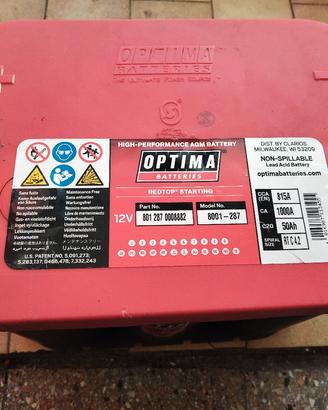 batteria optima rossa auto 12v usata scarica! 