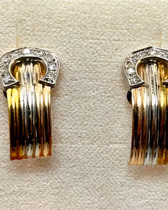 Orecchini Tre Ori Stilo C diamanti Italia 1980
