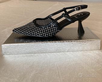 Sandalo chanel nero con strass
