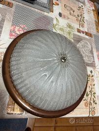Plafoniera legno massello e vetro diametro 40cm