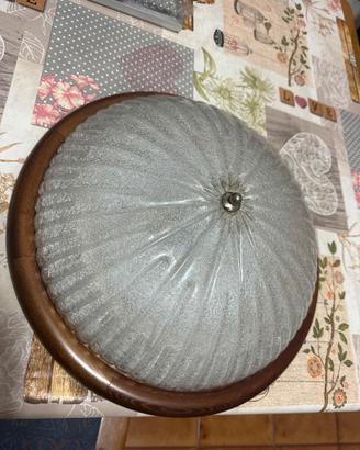 Plafoniera legno massello e vetro diametro 40cm