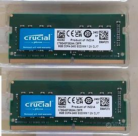 Lotto 2x8GB DDR4 2400MHz SODIMM PC4-2400T Crucial