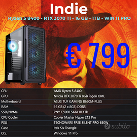 Ryzen 5 8400 - RTX 3070 TI - 16 GB - 1TB
