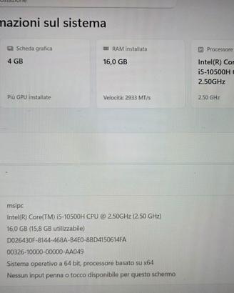 MSI GF63 Thin 10SC hd500gb/ram16gb