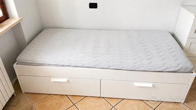 Letto IKEA bianco con 2 cassetti
