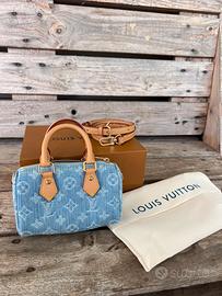 Borsa Louis Vuitton Nano Speedy Blue denim