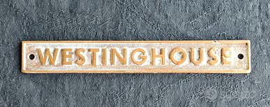 etichetta in ottone, Westinghouse, anni 30
