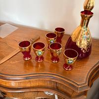 servizio liquore in vetro di Murano Tre Fuochi Oro