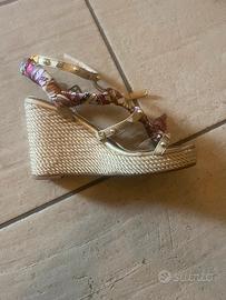 Sandalo con zeppa in corda 36