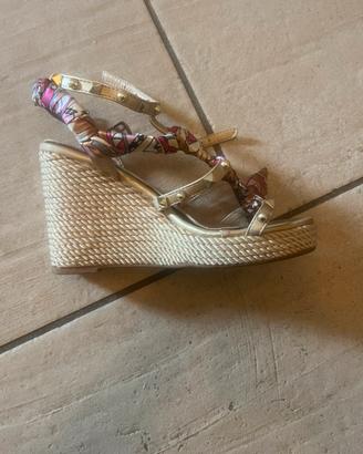 Sandalo con zeppa in corda 36