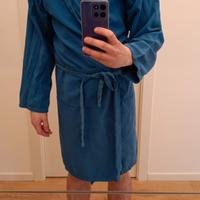 Accappatoio microfibra blu con cappuccio 