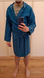 Accappatoio microfibra blu con cappuccio 