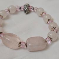 bracciale in Quarzo Rosa elastico 