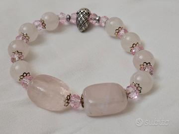 bracciale in Quarzo Rosa elastico 