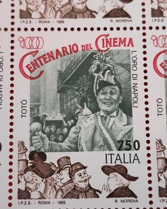 Foglio 50 francobolli centenario Cinema