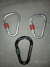 3 moschettoni a ghiera per arrampicata 