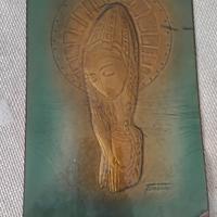 Vecchia icona religiosa madonna rame sbalzato 