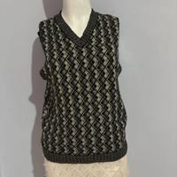 Gilet in pura lana M stampa geometrica vintage