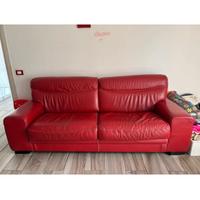 Divano letto in pelle + puof contenitore