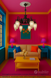 Lampadario Antico in Bronzo e Vetro Satinato